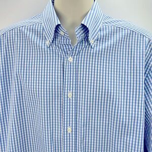 Bergdorf Goodman blue gingham long sleeve button up XL shirt